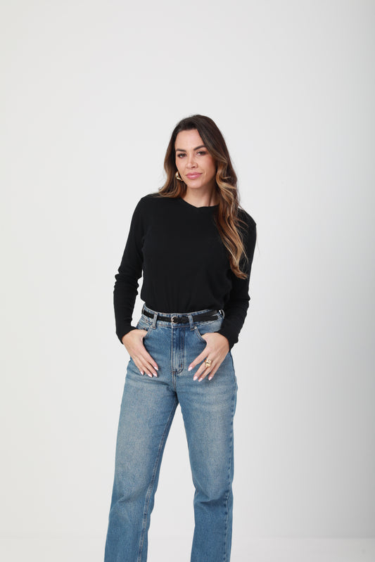 Blusa Preta Classic de Manga Longa