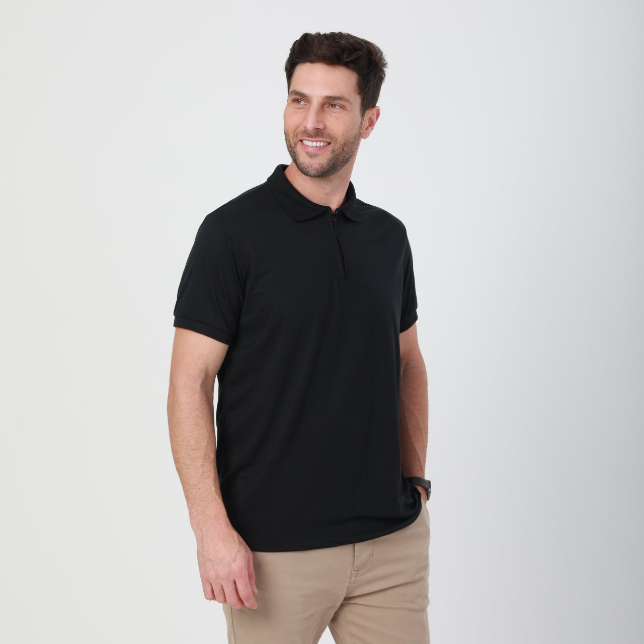 Camisa Polo Slim com Zíper na Gola