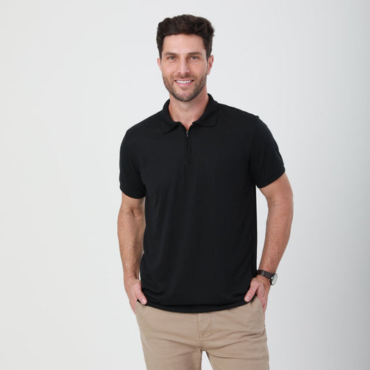 Camisa Polo Slim com Zíper na Gola